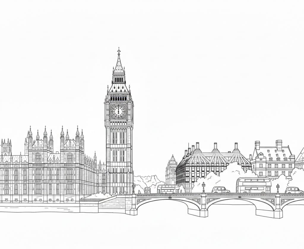 Big Ben printbar Tegninger til Farvelægning