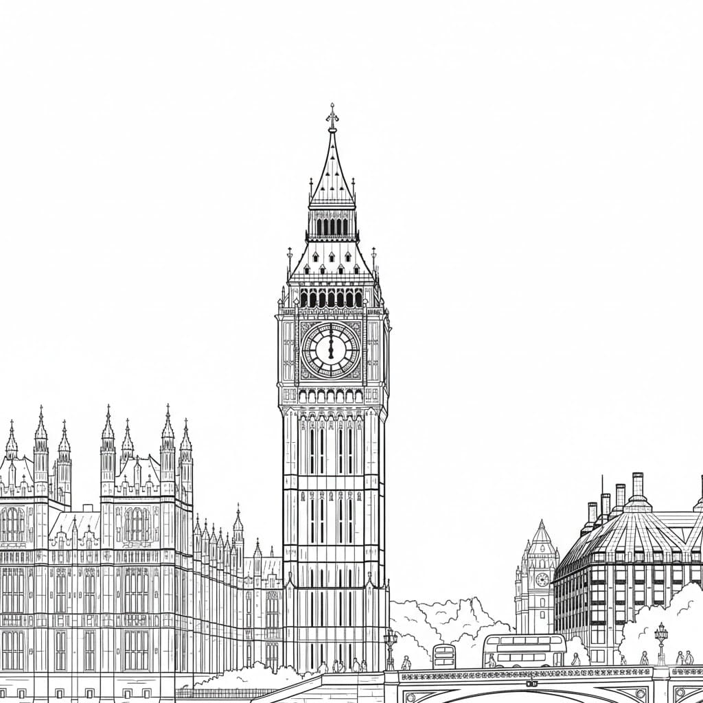 Big Ben printbar gratis Tegninger til Farvelægning
