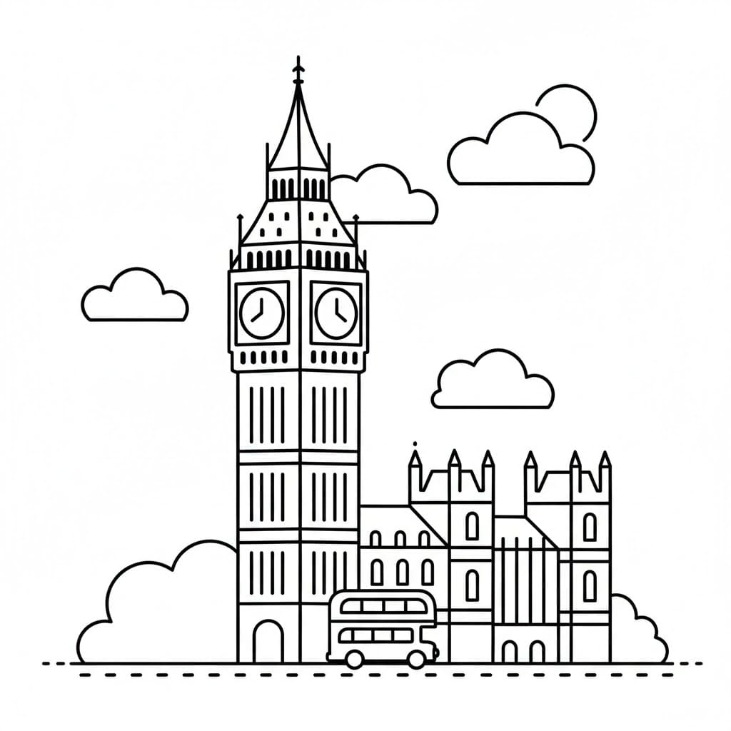 Big Ben simpel Tegninger til Farvelægning