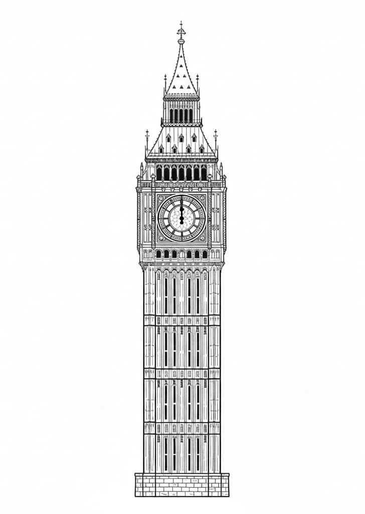 Big Ben til udskrivning for børn Tegninger til Farvelægning
