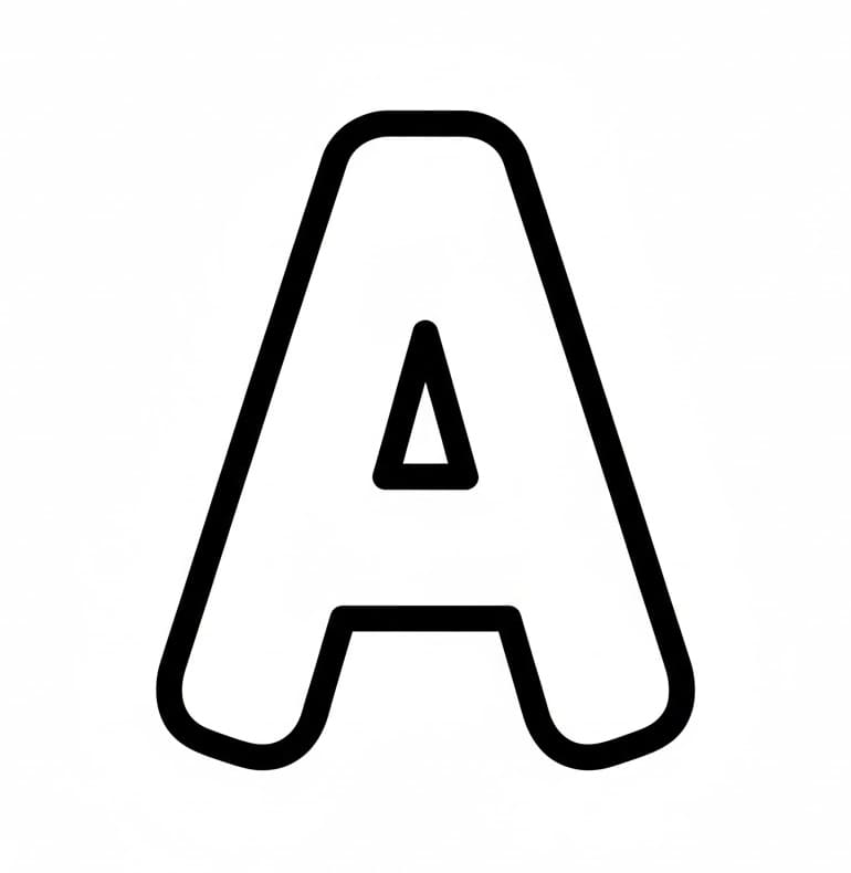 Bogstav A grundlæggende Tegninger til Farvelægning