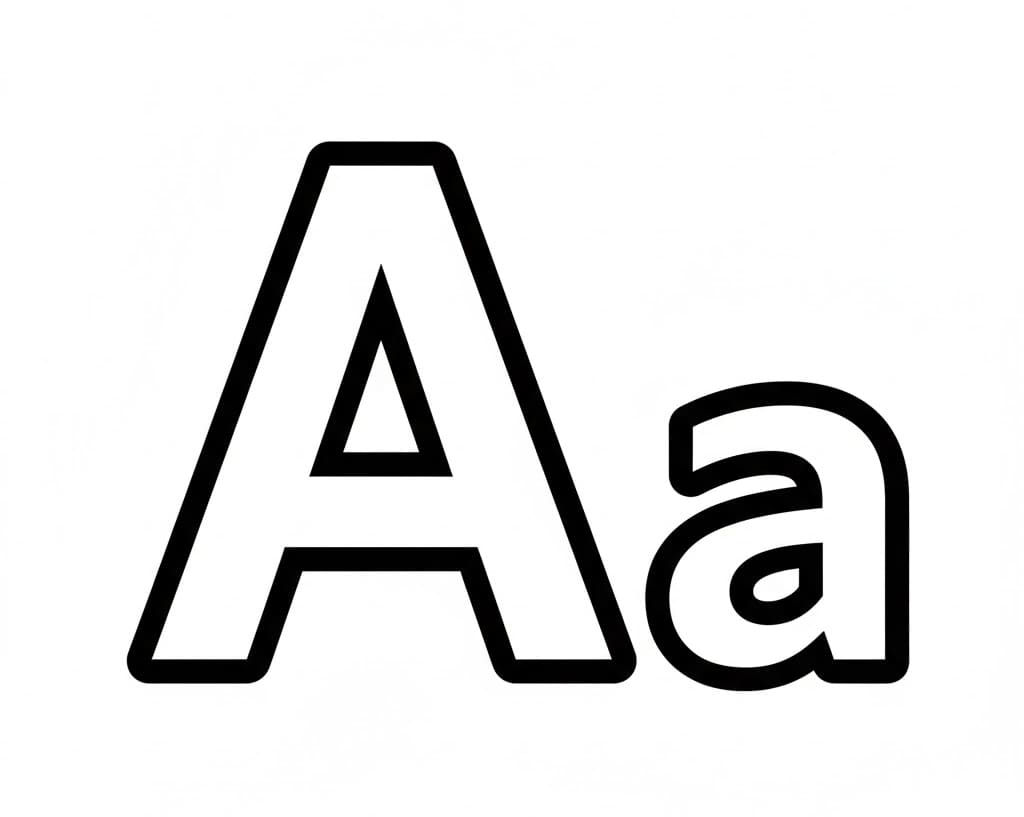 Bogstav A let Tegninger til Farvelægning