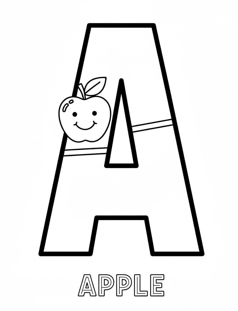 Bogstav A-print til børn Tegninger til Farvelægning
