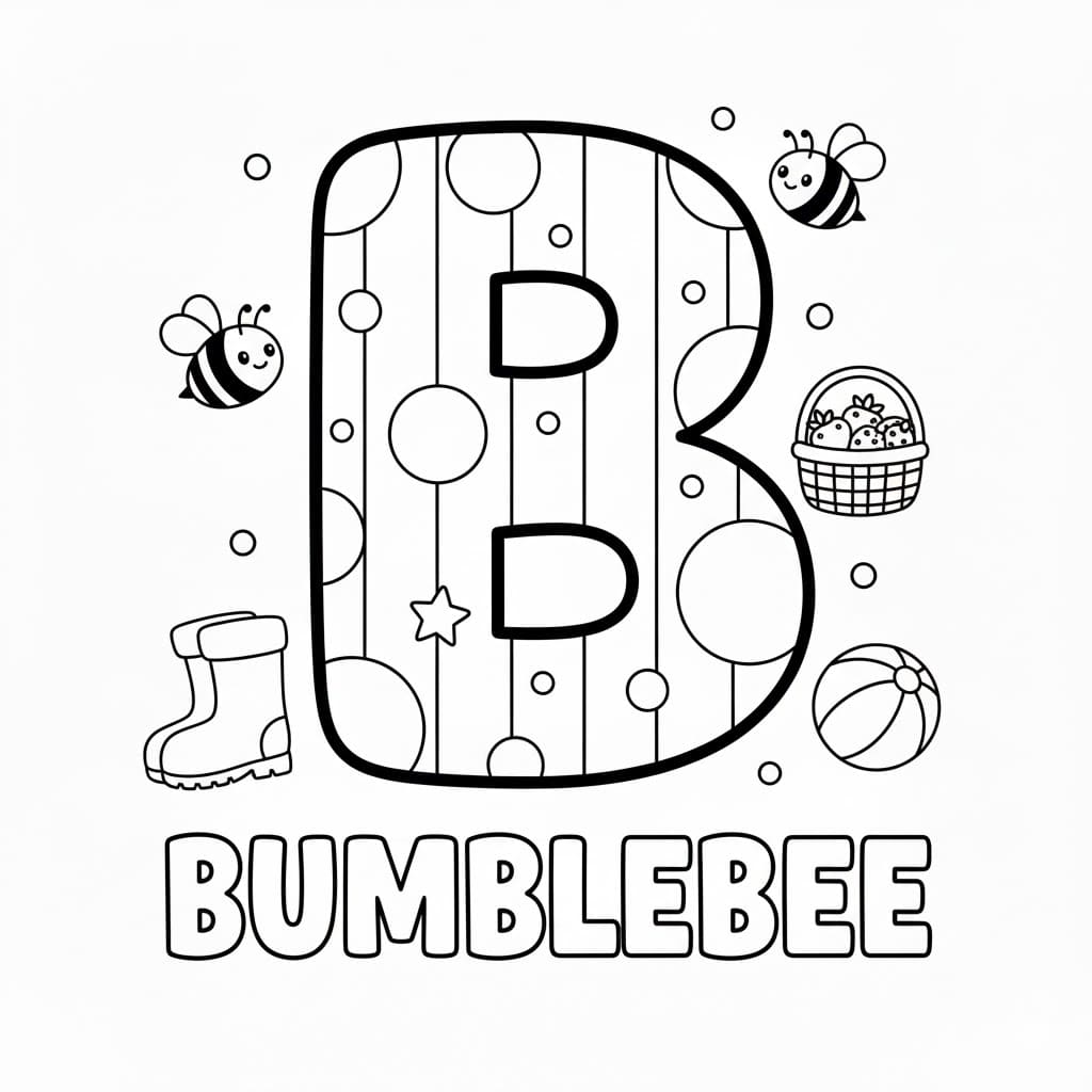 Bogstav B humlebi Tegninger til Farvelægning