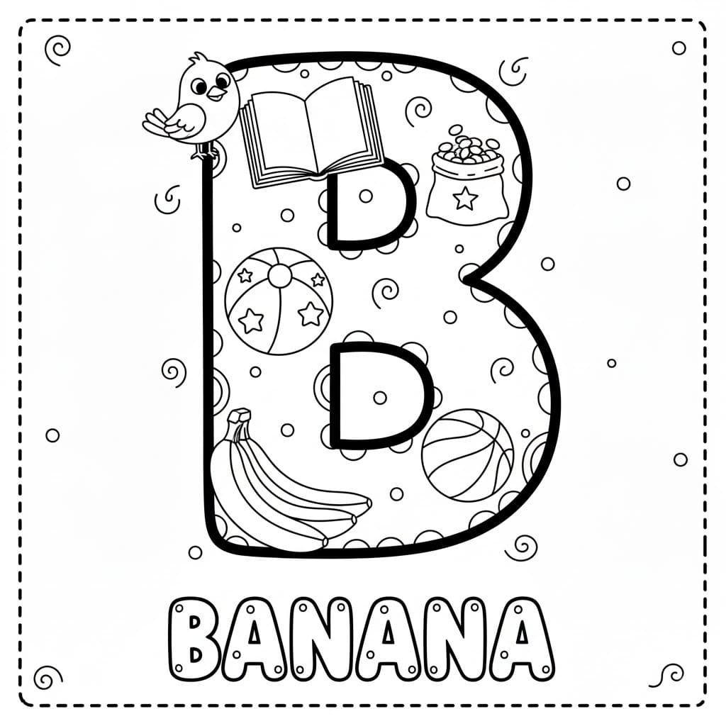 Bogstavet B banan Tegninger til Farvelægning