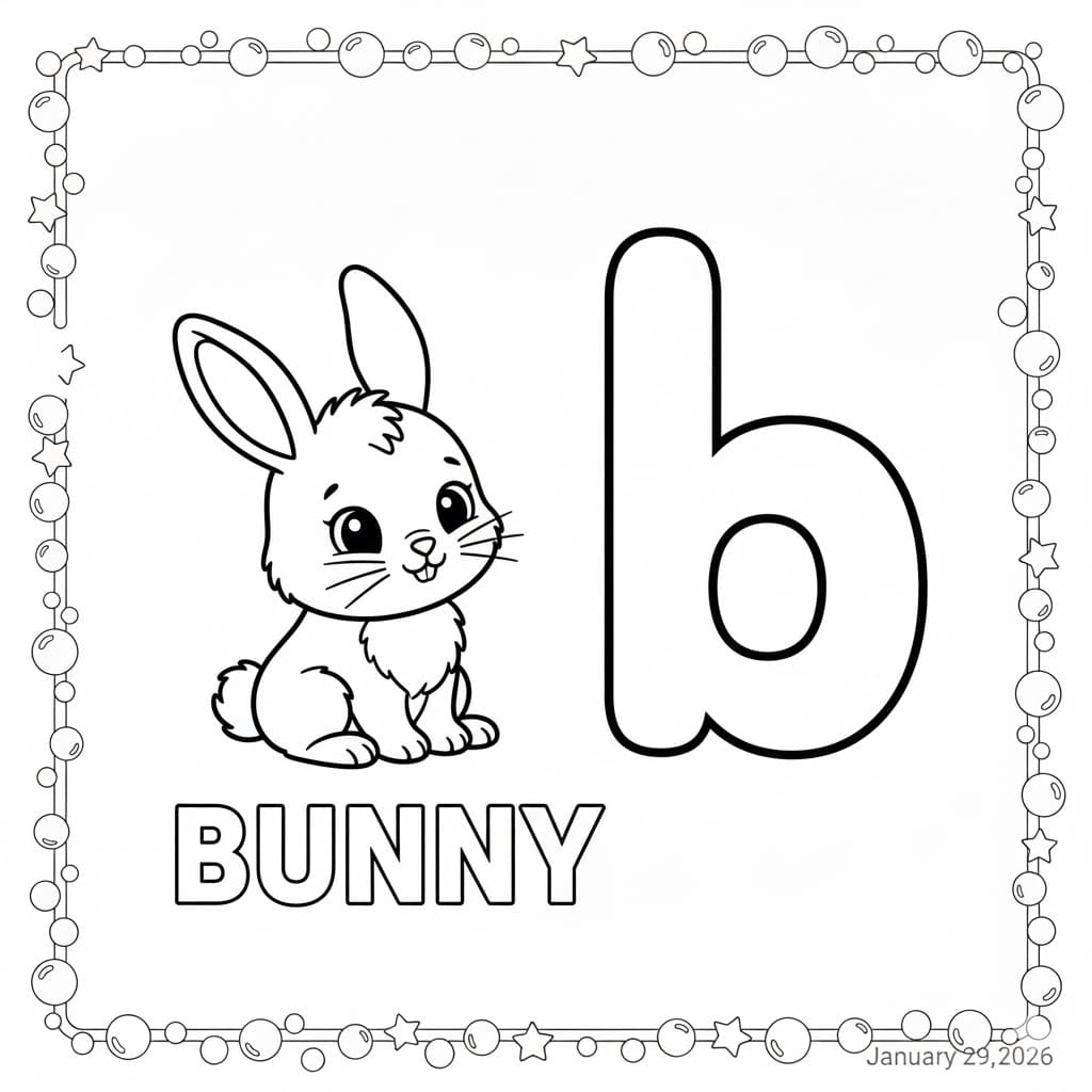 Bogstavet B kanin Tegninger til Farvelægning