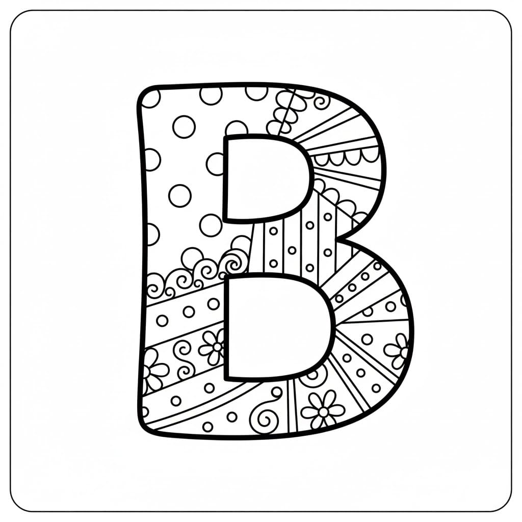 Bogstavet B simpelt Tegninger til Farvelægning