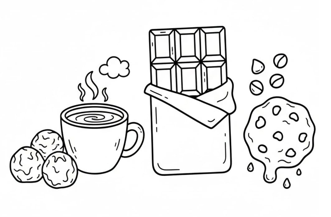 Chokolade og kaffe Tegninger til Farvelægning