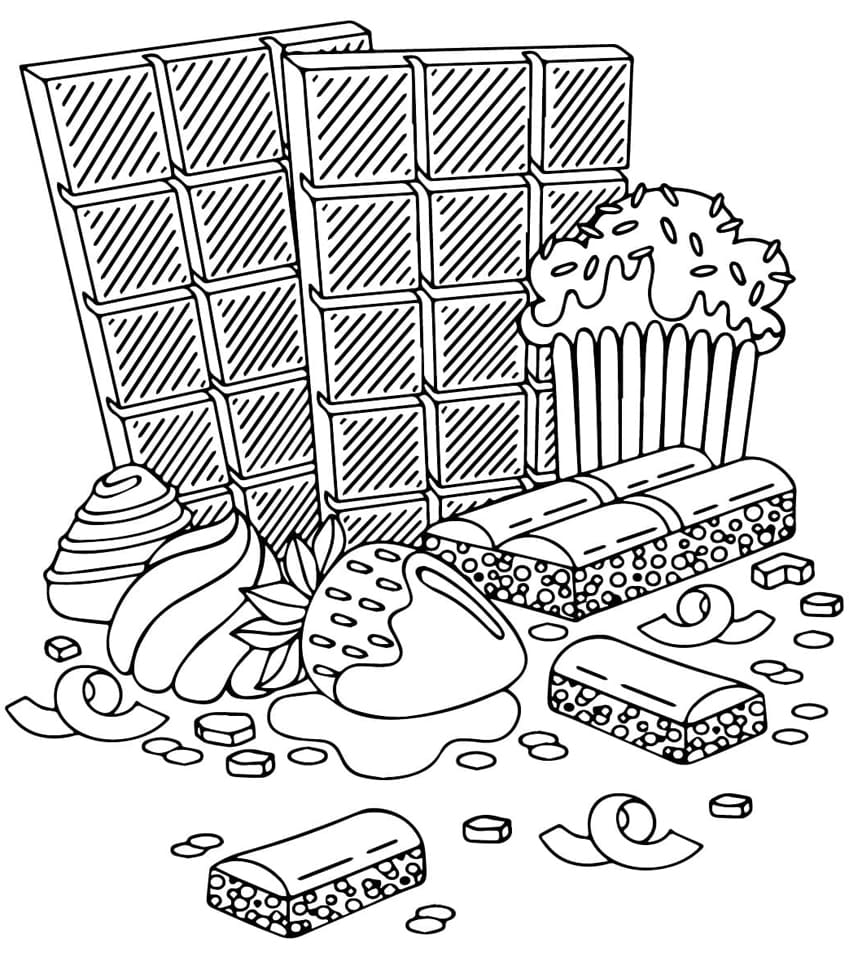 Chokoladefrit for børn Tegninger til Farvelægning