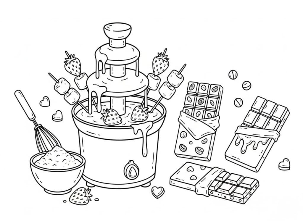 Chokoladelodtrækning Tegninger til Farvelægning