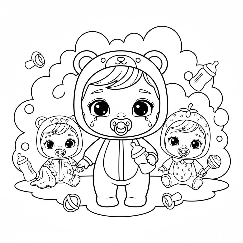 Cry Babies Gratis udskrivning Tegninger til Farvelægning