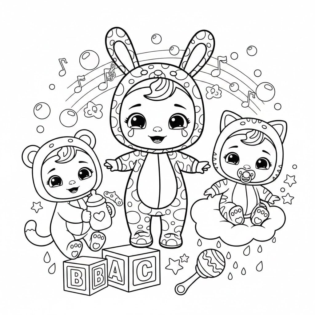 Cry Babies Lykkelig Tegninger til Farvelægning