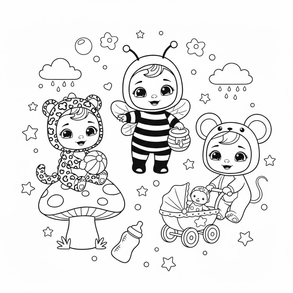 Cry Babies til børn Tegninger til Farvelægning