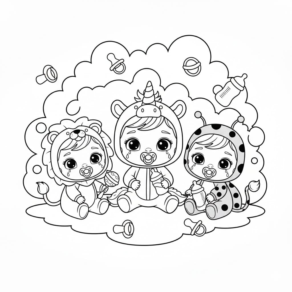 Cry Babies Trykke Tegninger til Farvelægning