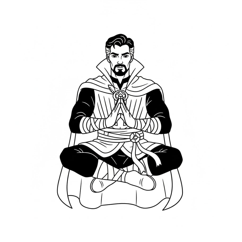Doctor Strange sidder Tegninger til Farvelægning