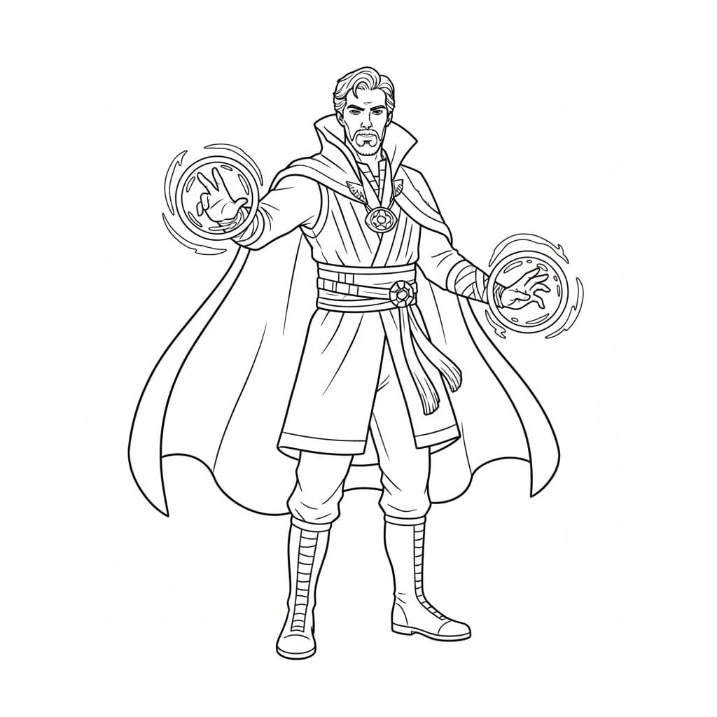 Doctor Strange stående Tegninger til Farvelægning