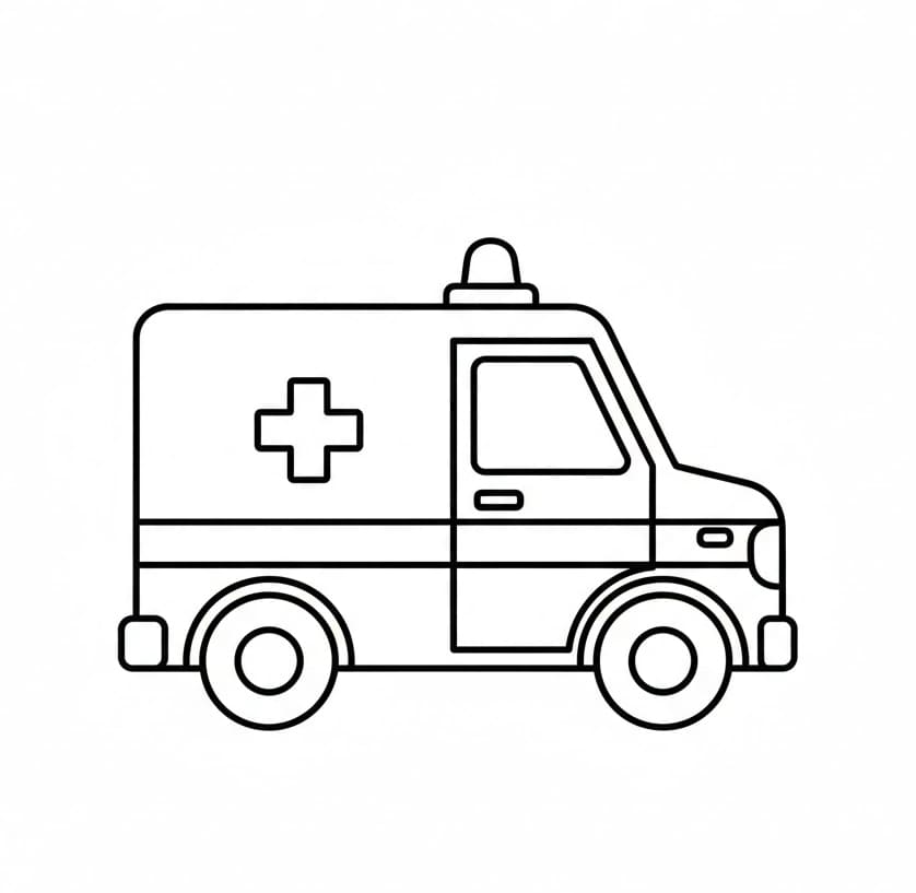 Enkel Ambulance Illustration Tegninger til Farvelægning