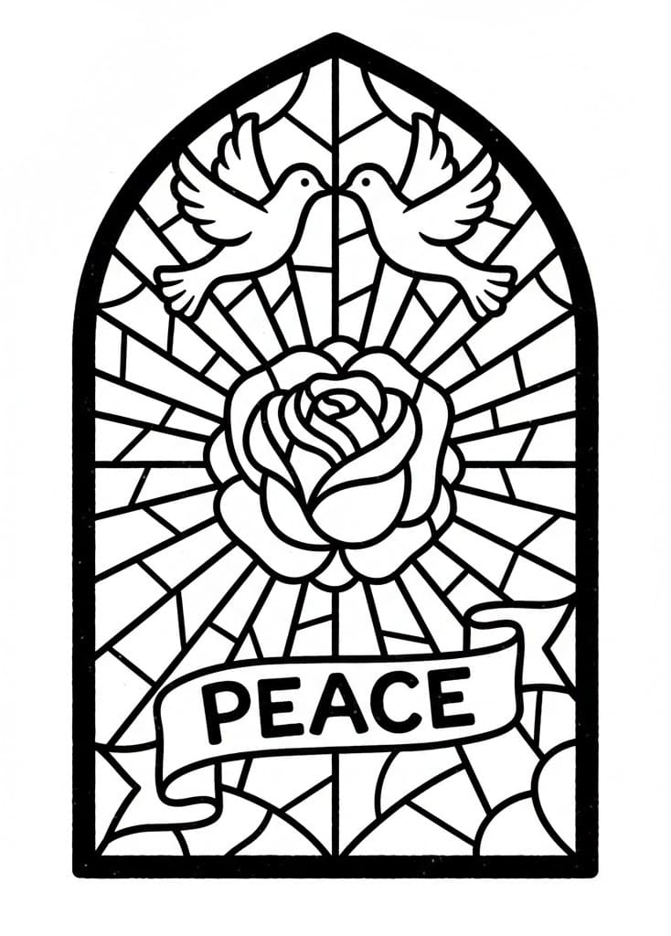 Fredsglasmaleri Tegninger til Farvelægning