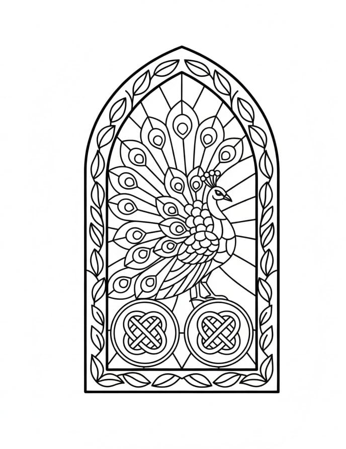 Glasmalerei påfugl Tegninger til Farvelægning