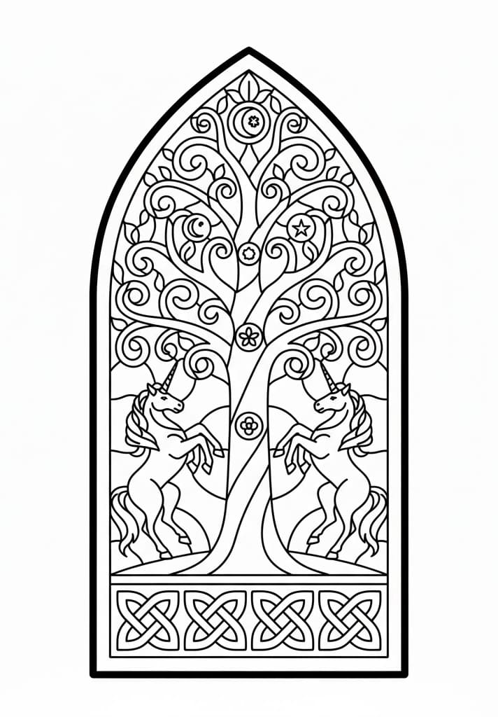 Glasmaleri-hest Tegninger til Farvelægning