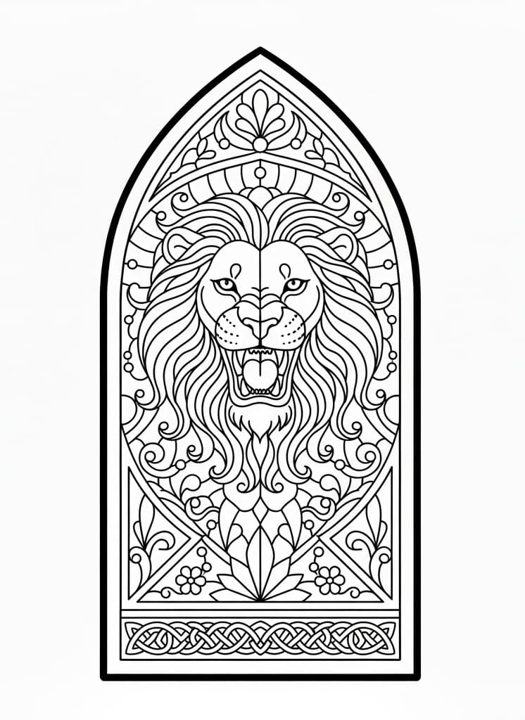 Glasmaleri-løven Tegninger til Farvelægning