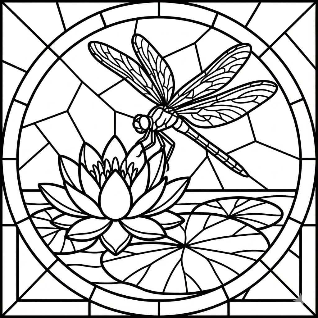 Glasmaleri-øyenstikker Tegninger til Farvelægning