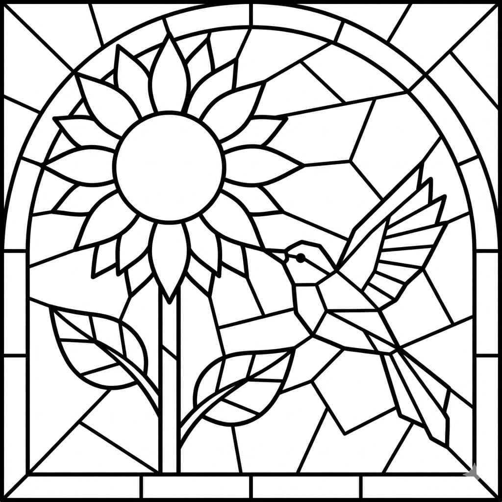 Glasmaleri solsikkeblomst Tegninger til Farvelægning