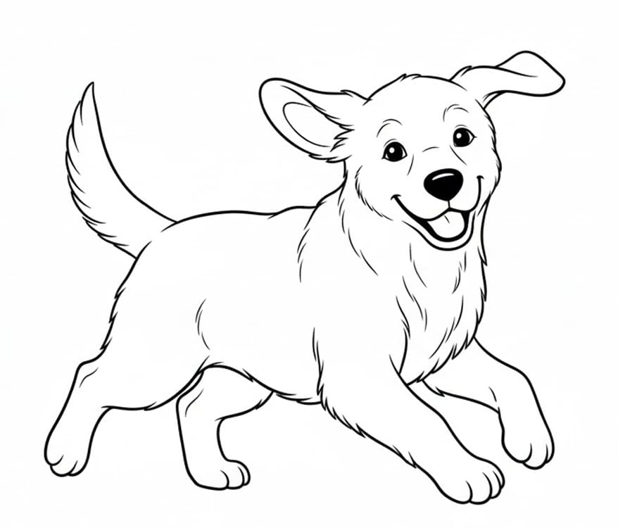 Golden Retriever løber Tegninger til Farvelægning