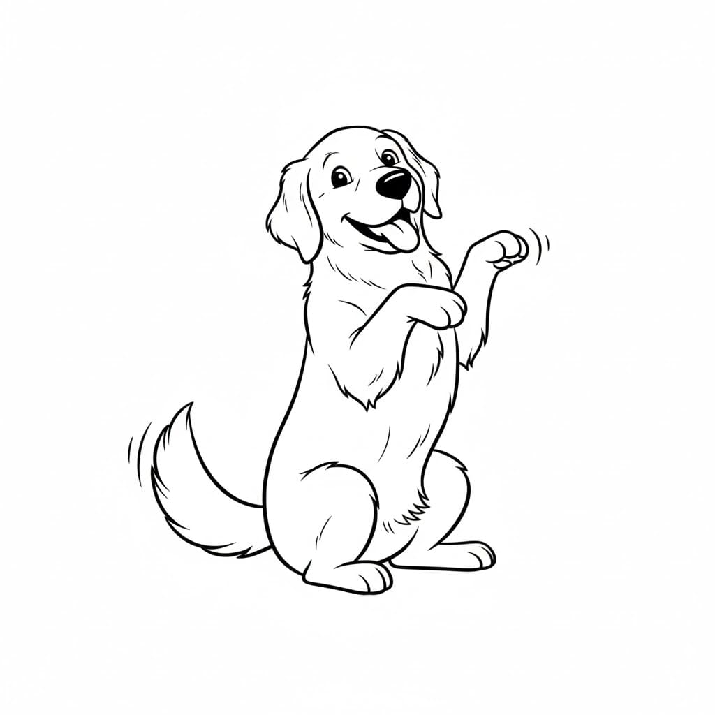 Golden Retriever printbar Tegninger til Farvelægning