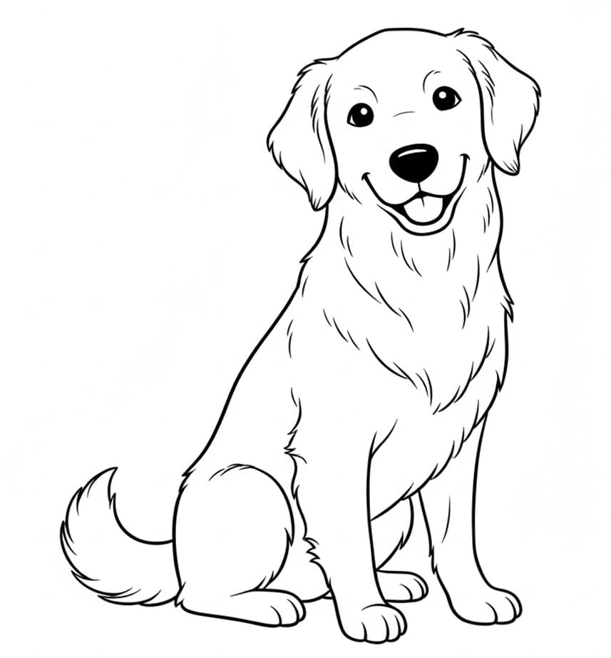 Golden Retriever Tegninger til Farvelægning