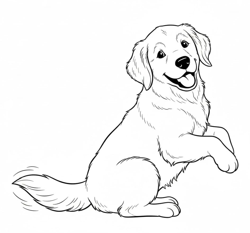 Golden Retriever-tryk Tegninger til Farvelægning