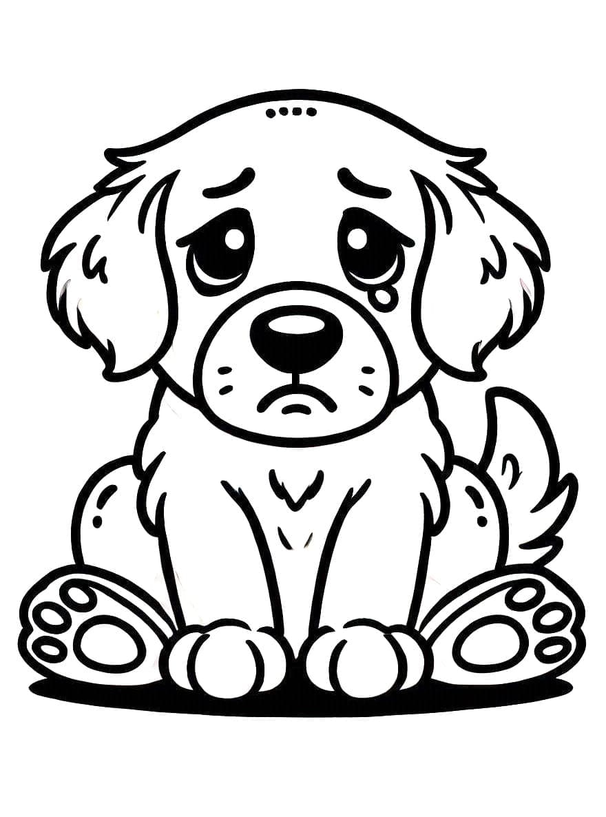 Grædende Golden Retriever Tegninger til Farvelægning