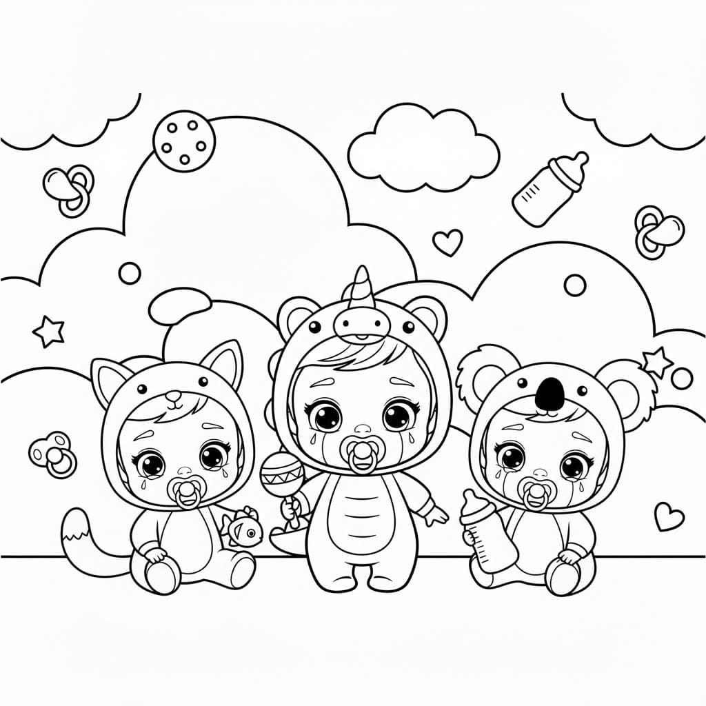 Gratis Cry Babies Tegninger til Farvelægning