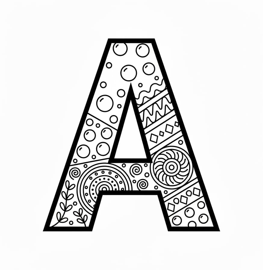 Gratis print af bogstavet A Tegninger til Farvelægning