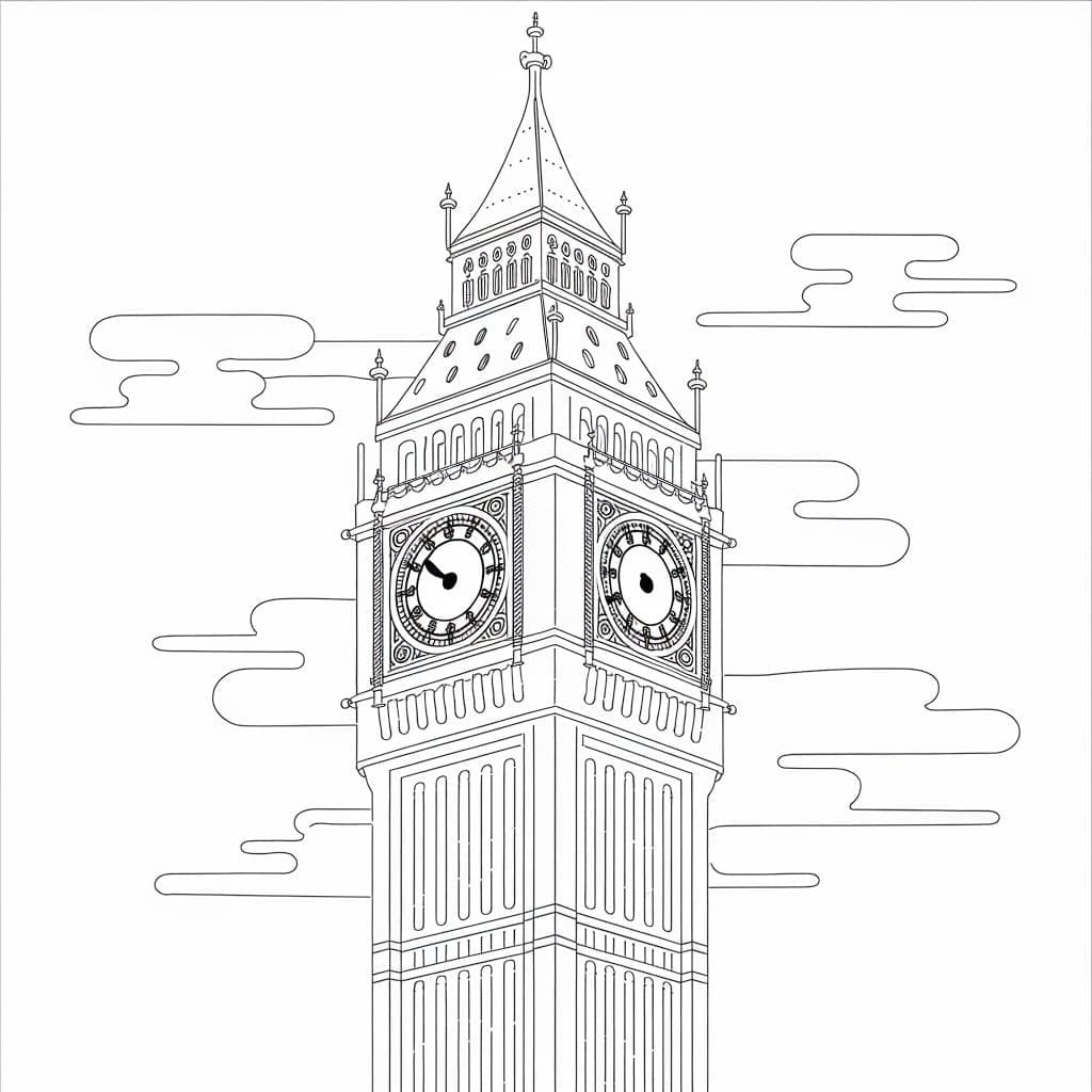 Gratis printbar Big Ben Tegninger til Farvelægning
