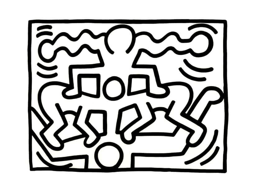 Gratis printbare Keith Haring-kunstværker Tegninger til Farvelægning