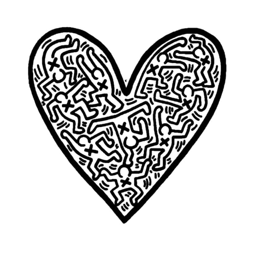 Hjerte af Keith Haring Tegninger til Farvelægning