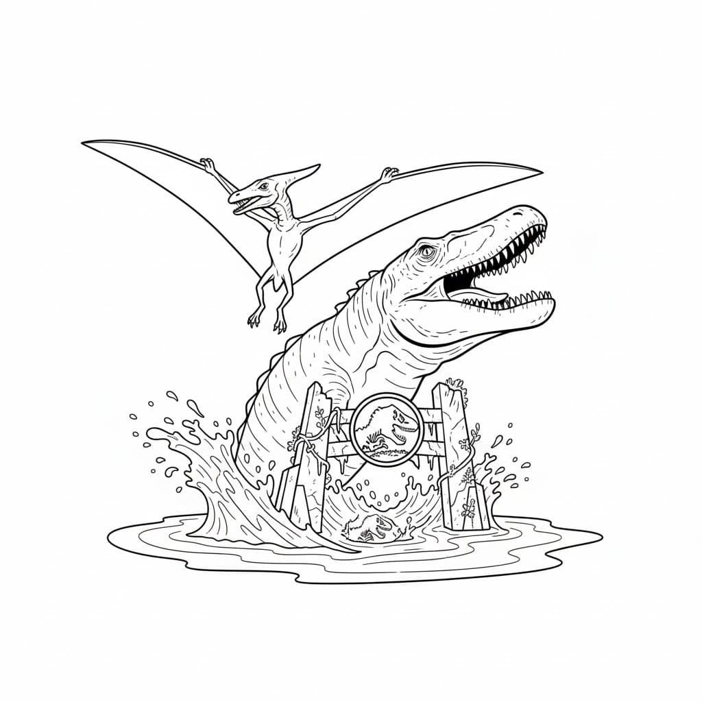 Jurassic World gratis for børn Tegninger til Farvelægning