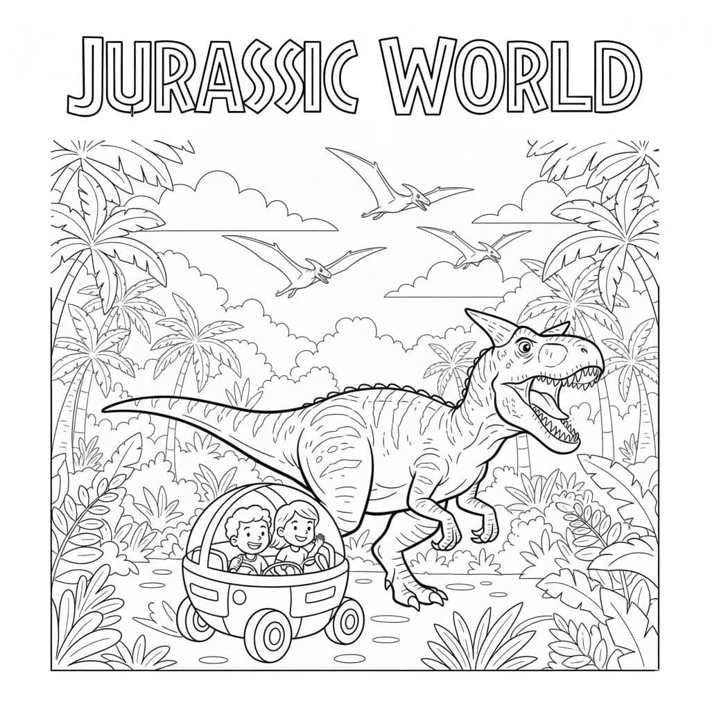 Jurassic World gratis print Tegninger til Farvelægning