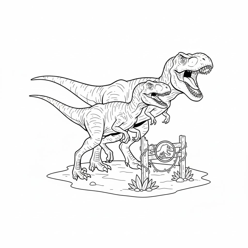 Jurassic World-print til børn gratis Tegninger til Farvelægning