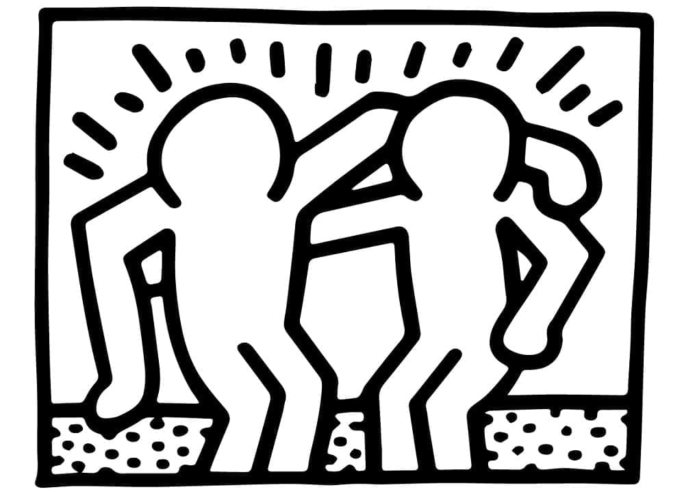 Keith Haring - Bedste venner Tegninger til Farvelægning