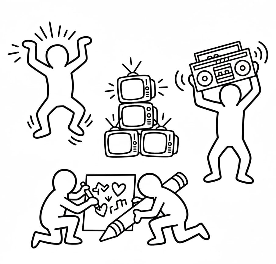 Keith Haring-billede Tegninger til Farvelægning