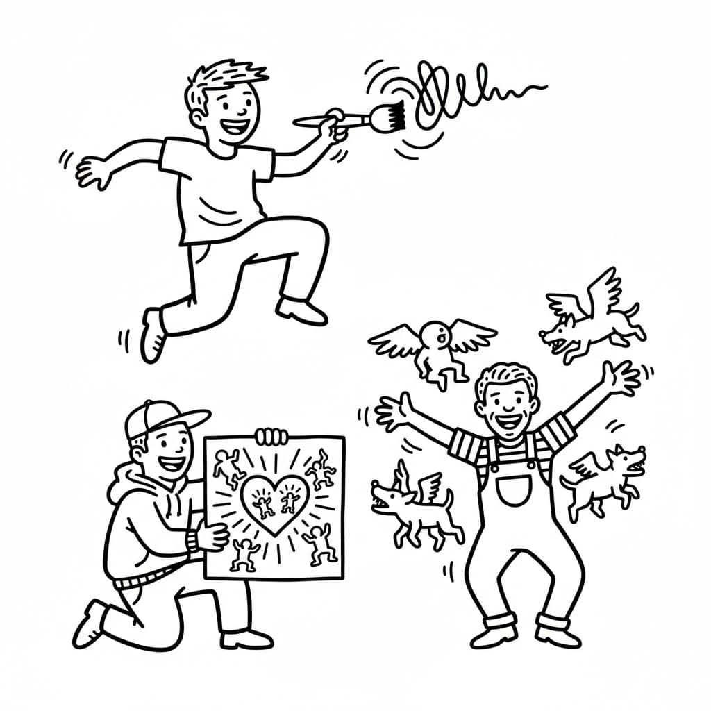 Keith Haring printbar gratis Tegninger til Farvelægning