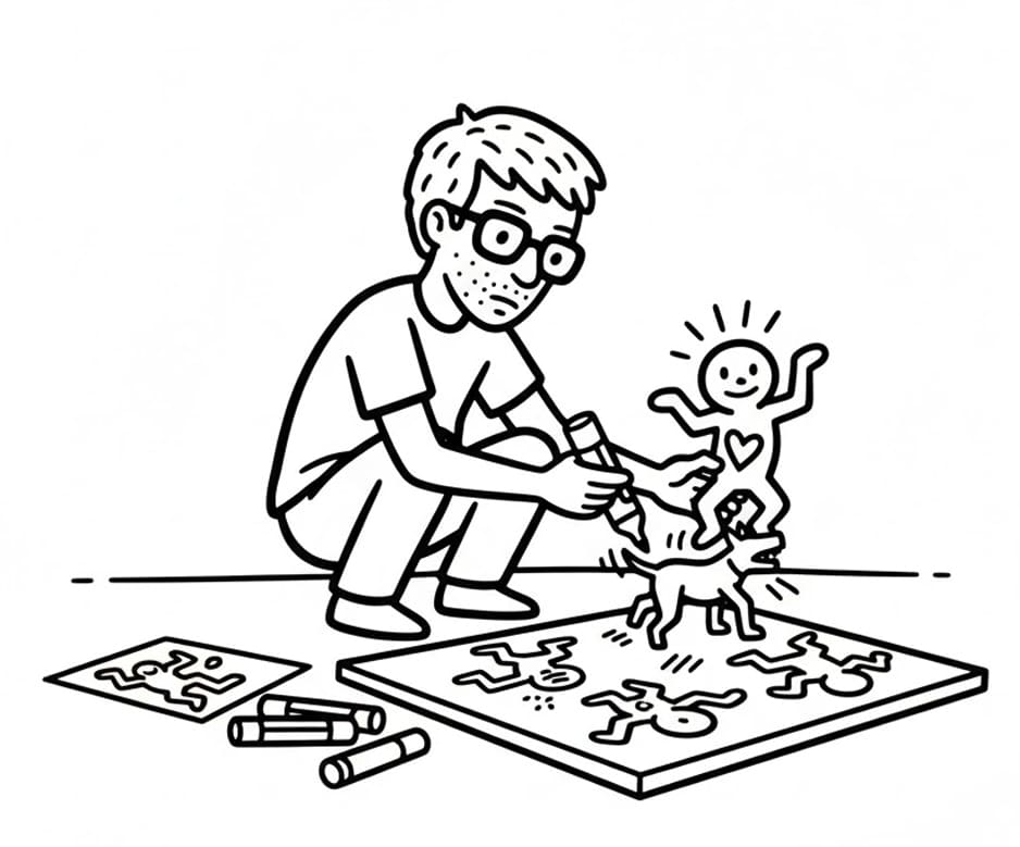 Keith Haring simpel Tegninger til Farvelægning