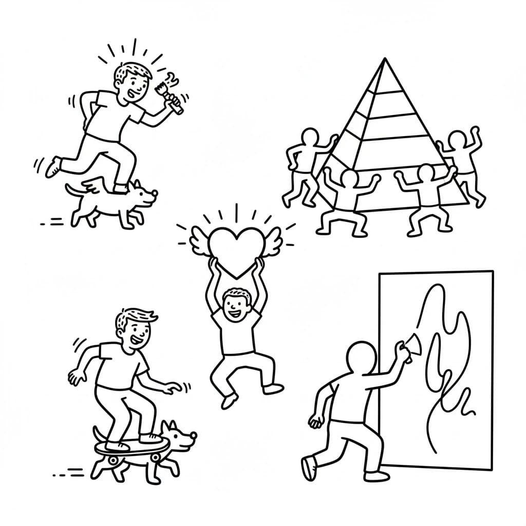 Keith Haring Sjov Tegninger til Farvelægning