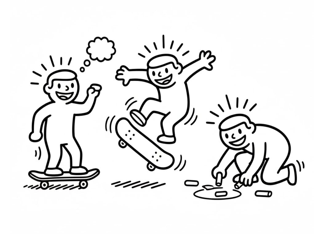 Keith Haring-tryk Tegninger til Farvelægning