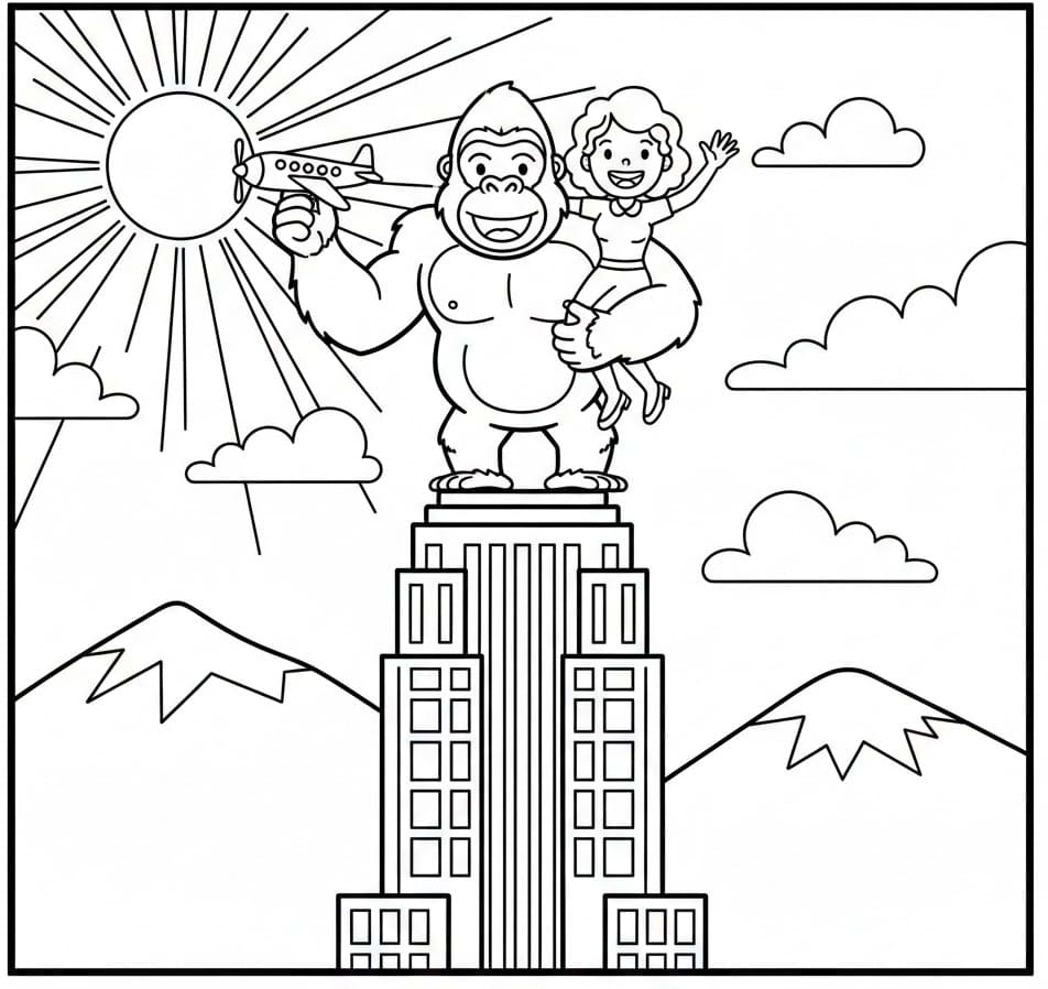 King Kong gratis print Tegninger til Farvelægning