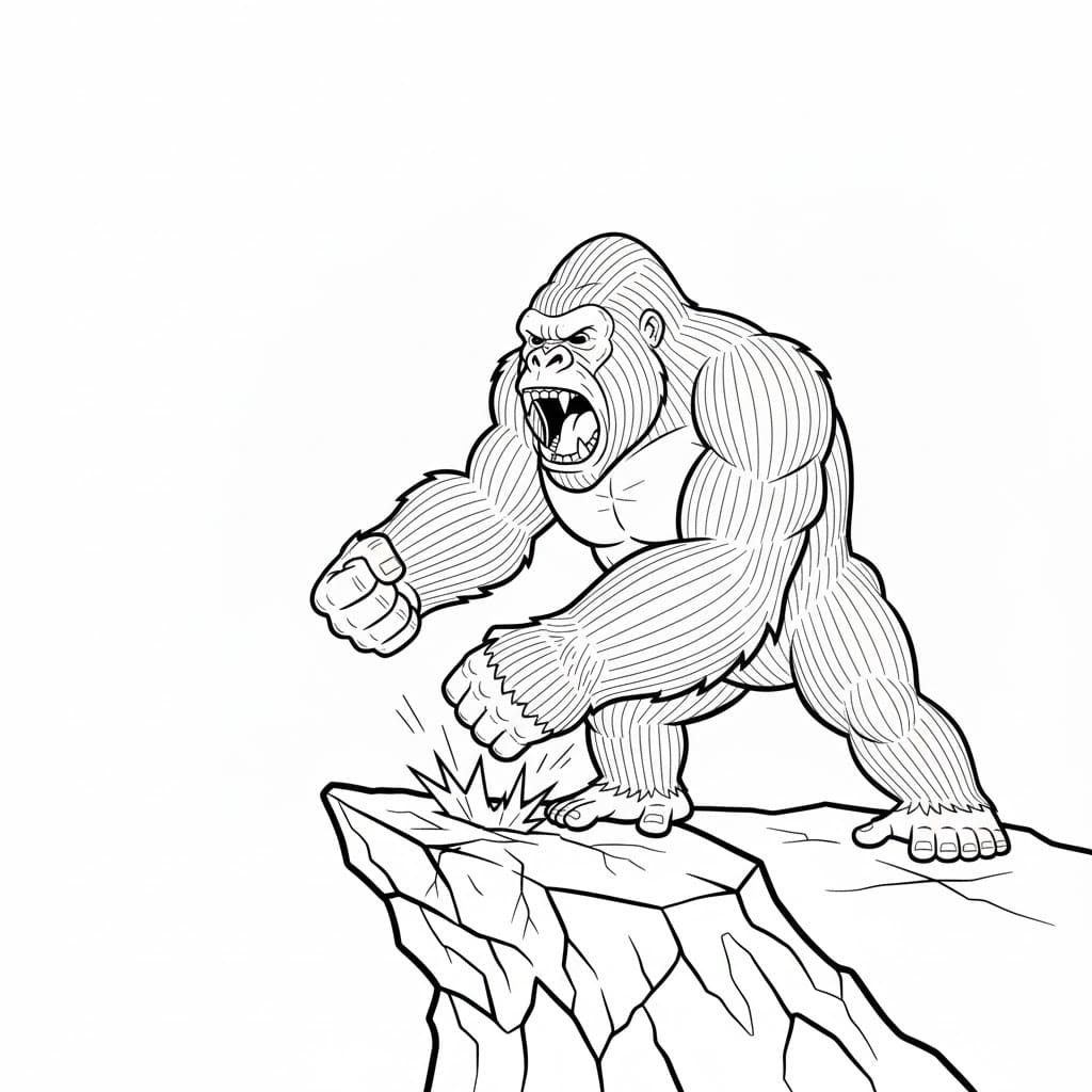 King Kong meget vred Tegninger til Farvelægning