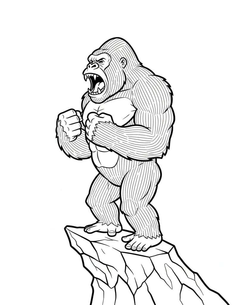 King Kong på sten Tegninger til Farvelægning