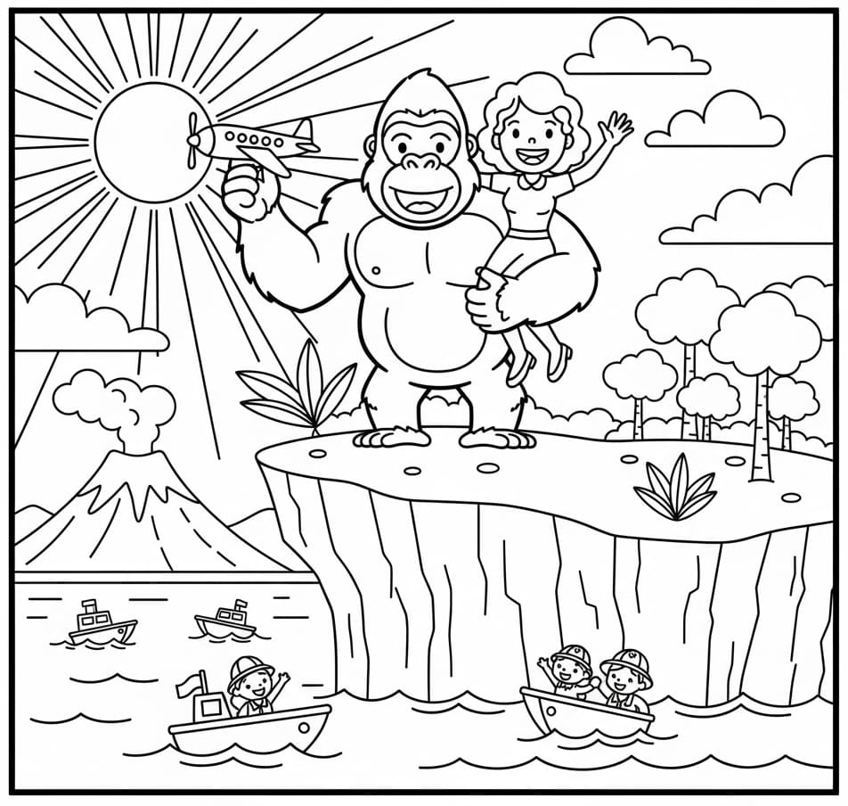 King Kong printbar Tegninger til Farvelægning